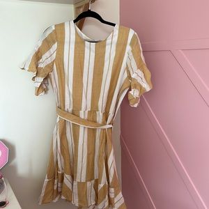 Striped dress with belted waist